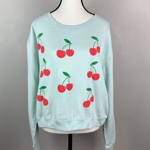 Relaxx Light Green Cherries Cropped Sweatshirt NEW!